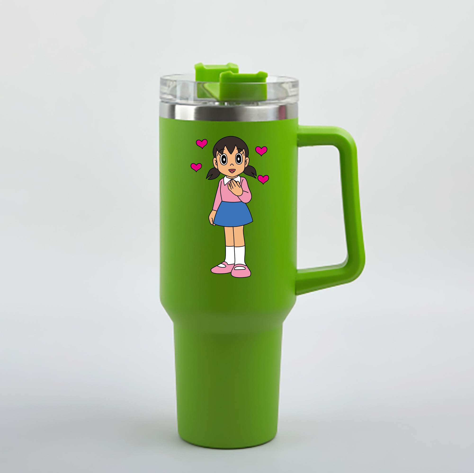 （画像用） ドラえもん みなもと しずか Doraemon Shizuka Minamoto 1200mL車用タンブラー - クリスタルステッカー（プラスチックストロー付き）